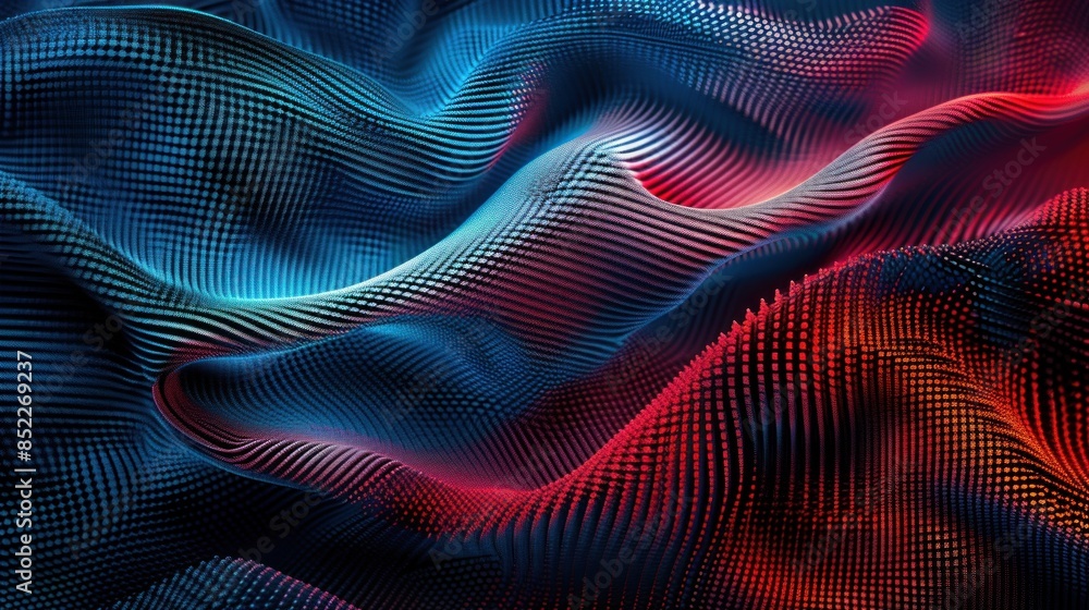 Abstract Digital Waves in Blue and Red Abstract Digital Waves in Blue and Red