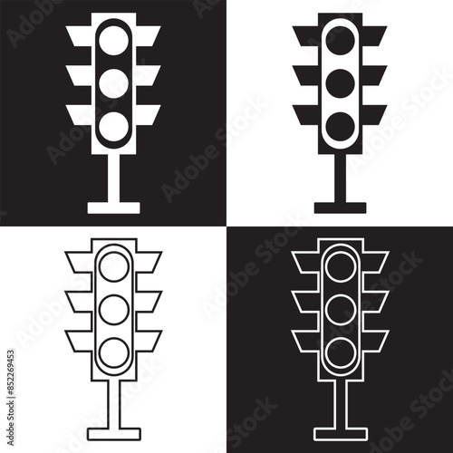 Traffic Light line icon.  isolated on white and black background. EPS 10