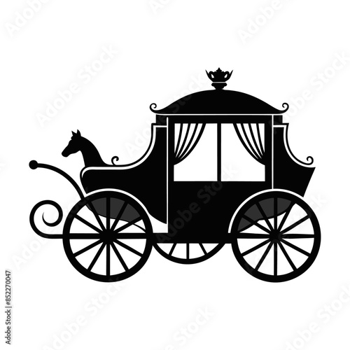vintage carriage silhouette, vintage carriage, horse carriage illustration, carriage with horse, horse carriage, horse and carriage,  vector illustration, carriage silhouette logo design isolated 