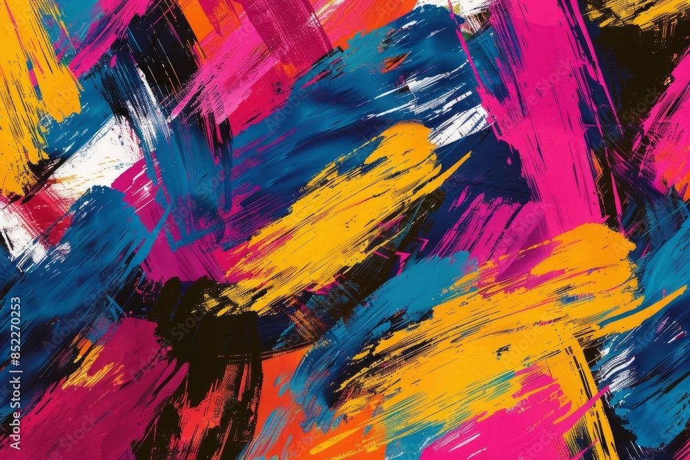 Naklejka premium Artistic brush strokes in a haphazard colorful pattern