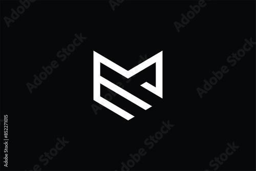 M letter lineart minimalist logo, letter M shield logo, letter MF protection logo, Initial letter m logo template with modern fox head flat,  letter YS or SY logo template with modern fox head