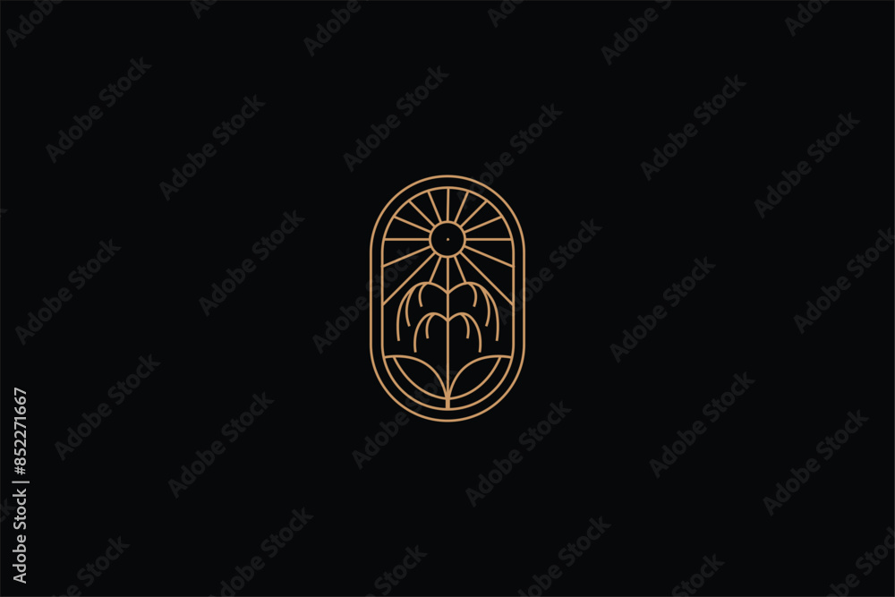 flower and sun iconic lineart logo, sunflower iconic minimalist lineart logo, paradise beach logo design., Palm tree vintage logo design template flower and sun iconic lineart logo, sunflower iconic minimalist lineart logo, paradise beach logo design., Palm tree vintage logo design template
