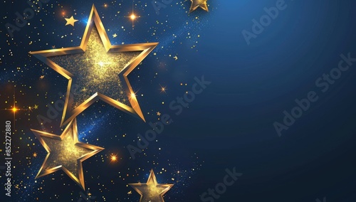 A star is surrounded by a blue background with gold stars