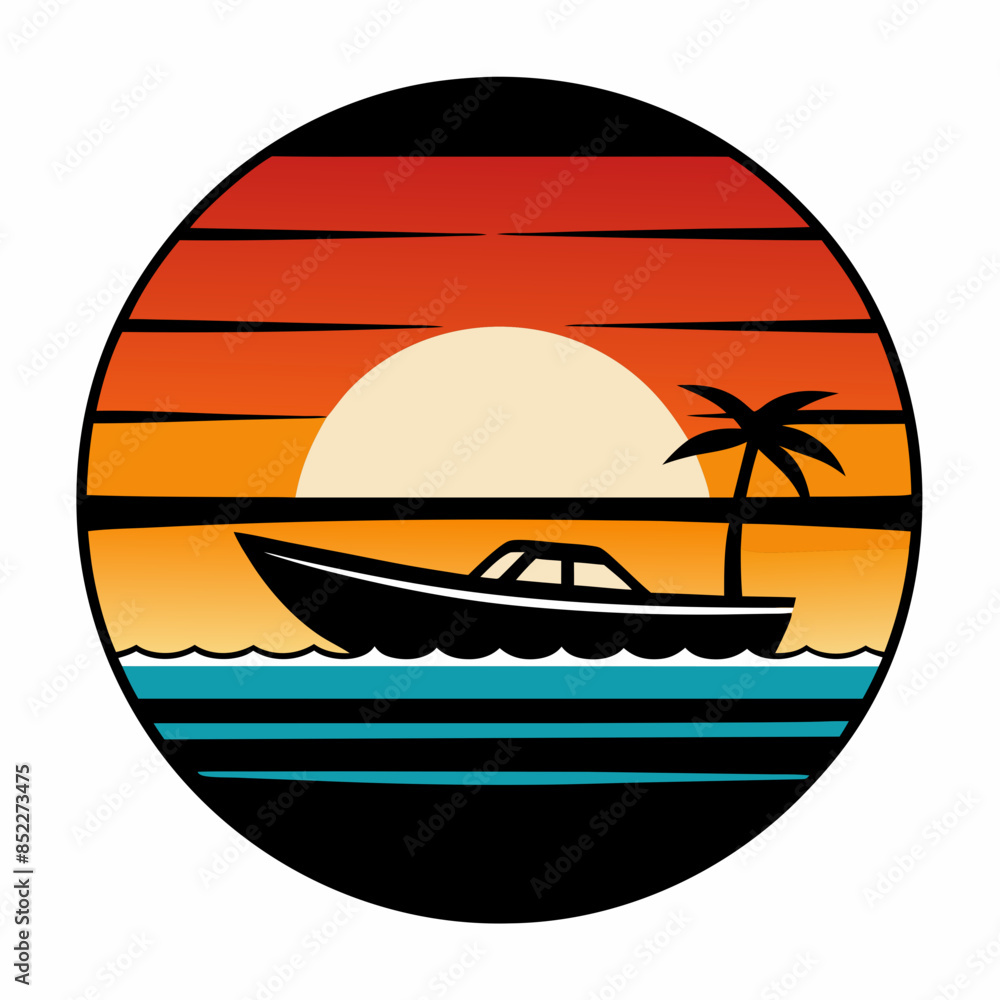 Fototapeta premium retro sunset vector artwork and svg