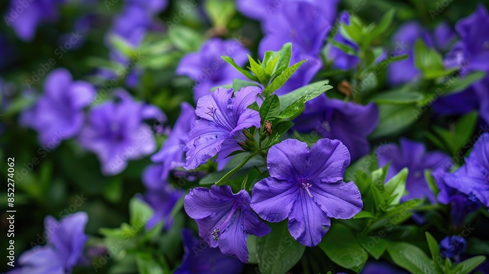 Blooms of purple ruellia tuberosa are in full display Blooms of purple ruellia tuberosa are in full display