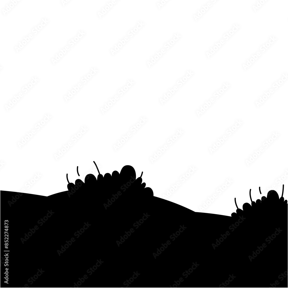 Obraz premium Silhouette Grass Mound Background Vector Hand drawn 