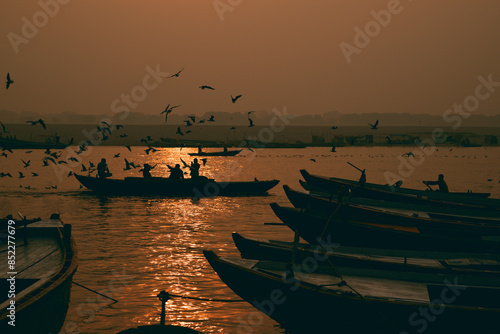 Winter morning at Varanasi ghats photo