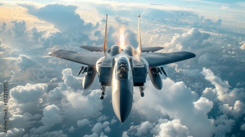 F-15 Eagle Fighter Jet Soaring Above Clouds