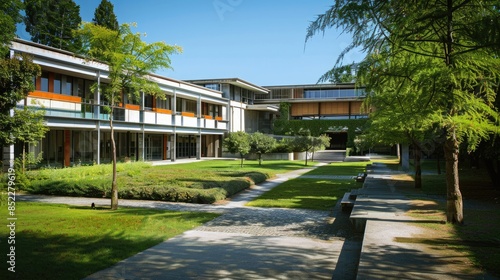 The university has modern architecture, green spaces, and tranquil paths, suitable for studying and leisure AIG59 photo