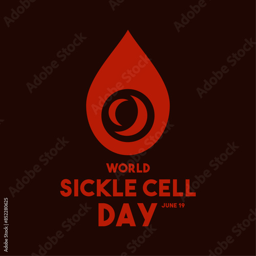 Vector Illustration of World Sickle Cell Day. June 19. Flat design vector. Blood icon with sickle cell.