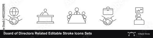 Board of Directors Related Editable Stroke Icons Sets