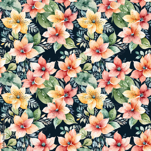 seamless pattern floral spring luxury wallpaper background watercolor
