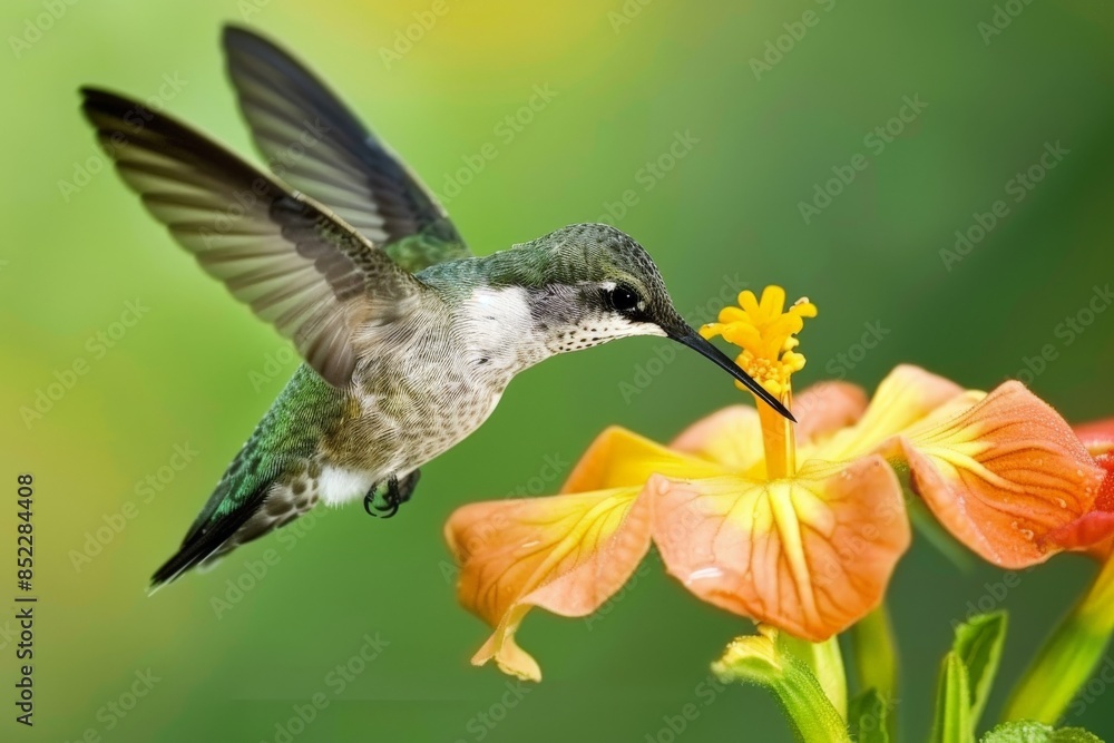 Fototapeta premium hummingbird feeding a flower