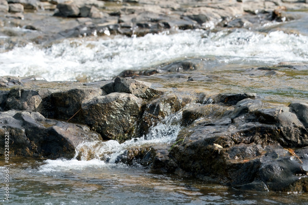 Water flows in the rocky Waitangi river Water flows in the rocky Waitangi river