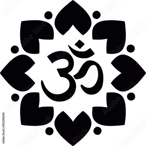 Om / Aum - the symbol of Hinduism the sacred sound Vector Graphic design element in black, tattoo design