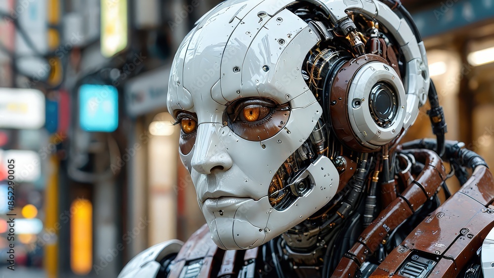 Fototapeta premium Close-up Portrait of a Futuristic Android.