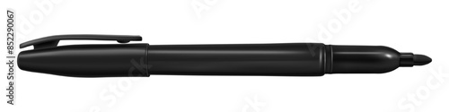 Mock Up. Open thin marker of black color with a cap. Vector illustration isolated on white background.