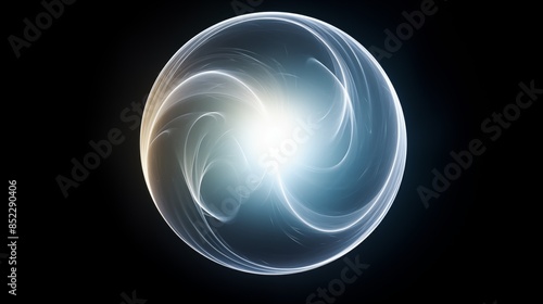 Abstract Glowing Energy Swirl in a Spherical Shape with Ethereal Light photo