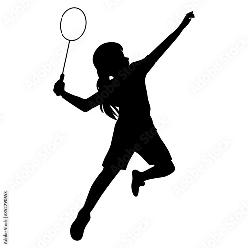Silhouette Of Grirl Playing Badminton