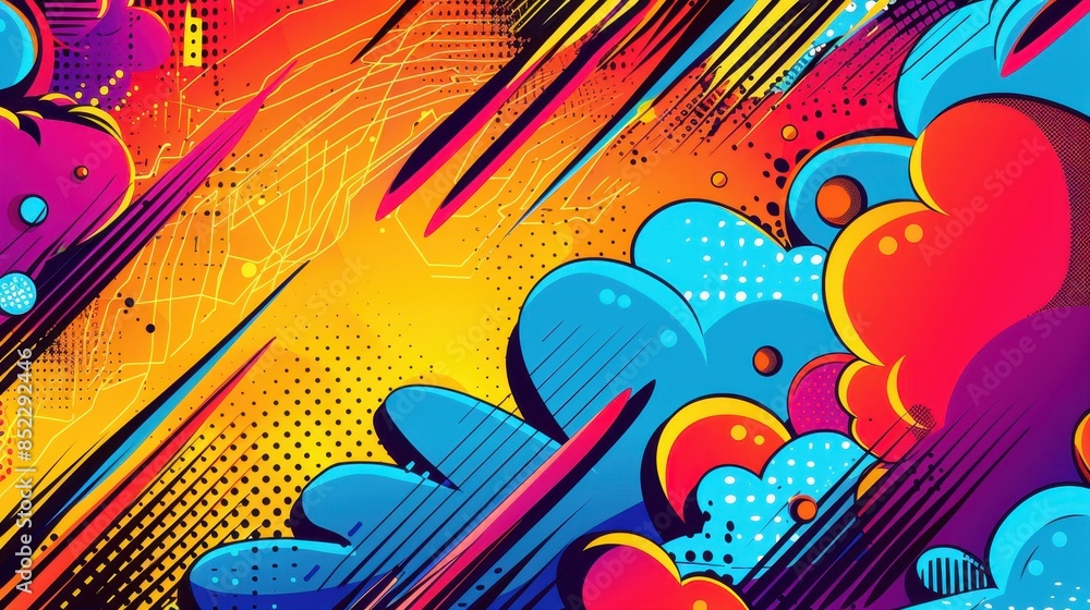 Vibrant Abstract Digital Art with Bold Colors and Geometric Shapes ...