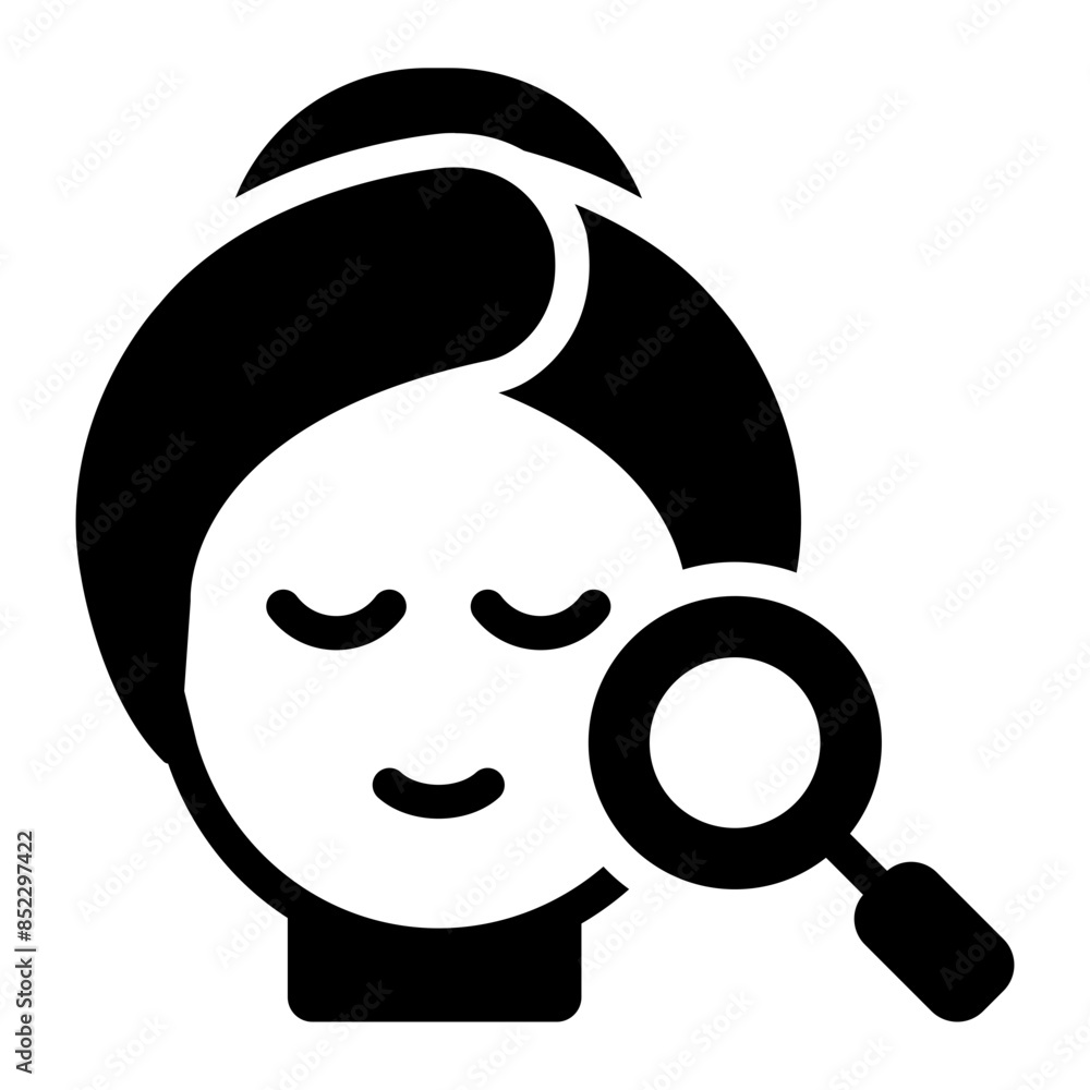 Naklejka premium Inspection face woman problem icon