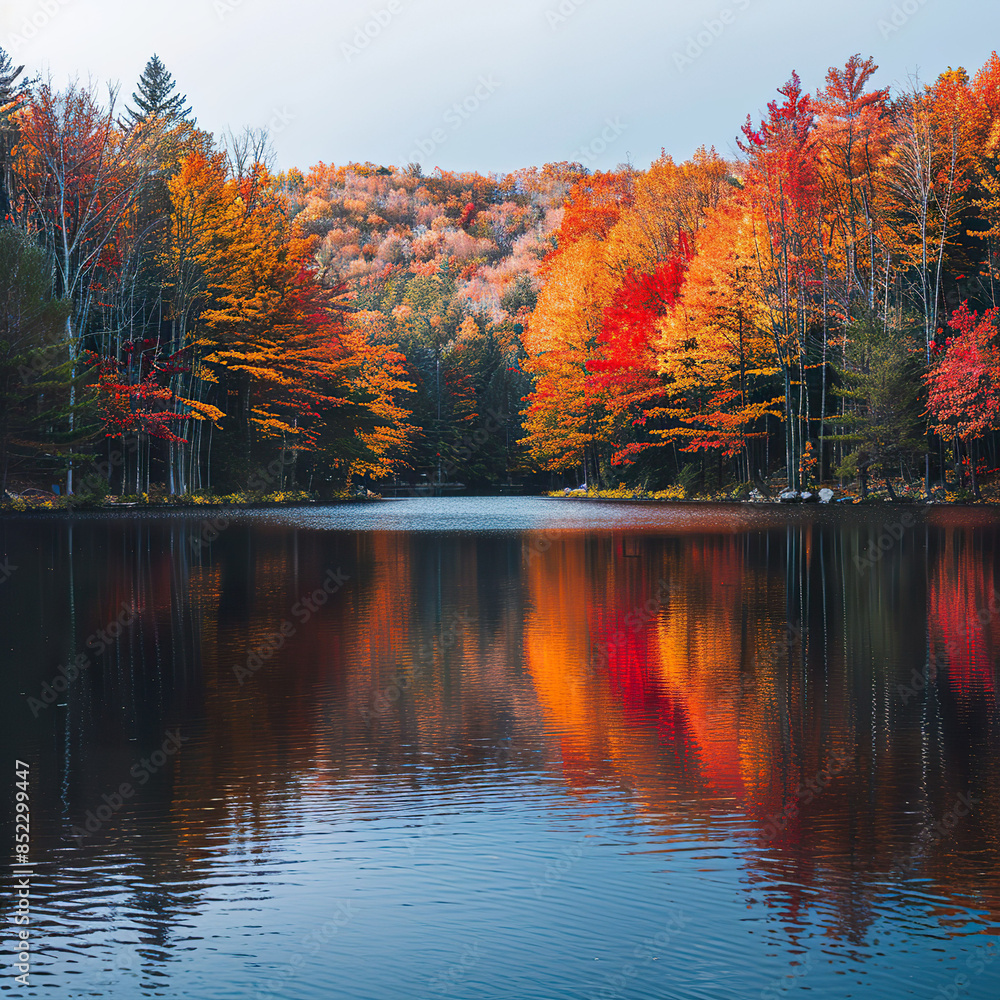 Obraz premium Autumn Reflections on a Lake