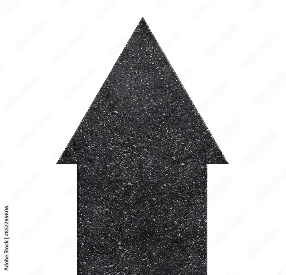 Fototapeta premium Wide arrow as asphalt road isolated on transparent background