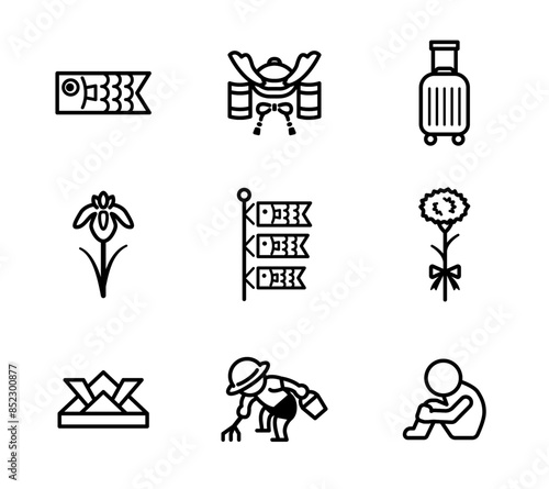 5月に関するシンプルなベクターイラストセット