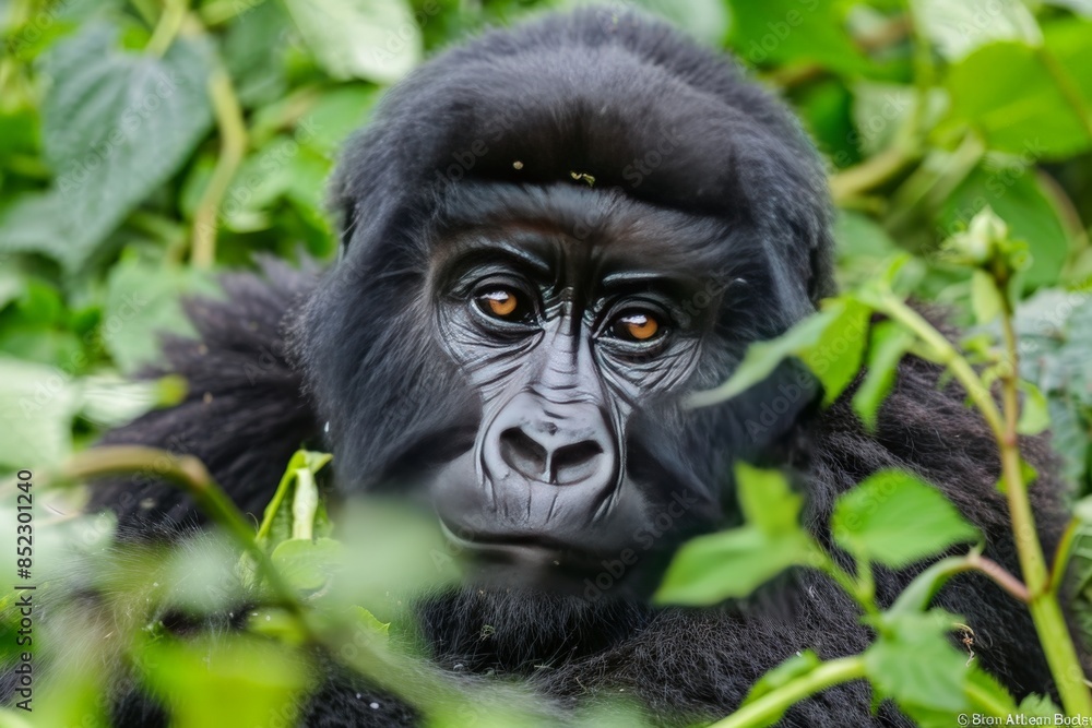 mountain gorilla in natural habitat mountain gorilla in natural habitat