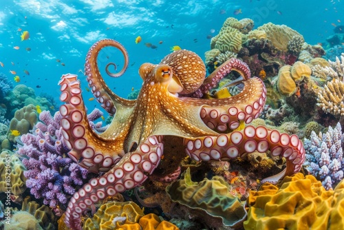 octopus in a coral reef
