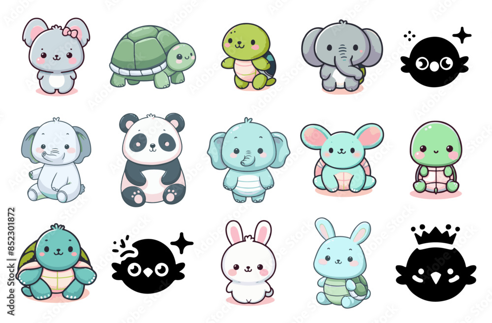 Fototapeta premium Expressive Animal Silhouettes in Vector Art: Capturing Essence Through Simplicity