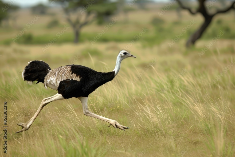 Fototapeta premium ostrich running in savannah