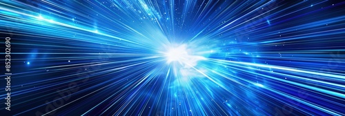 Abstract Blue Light Trails Through Space