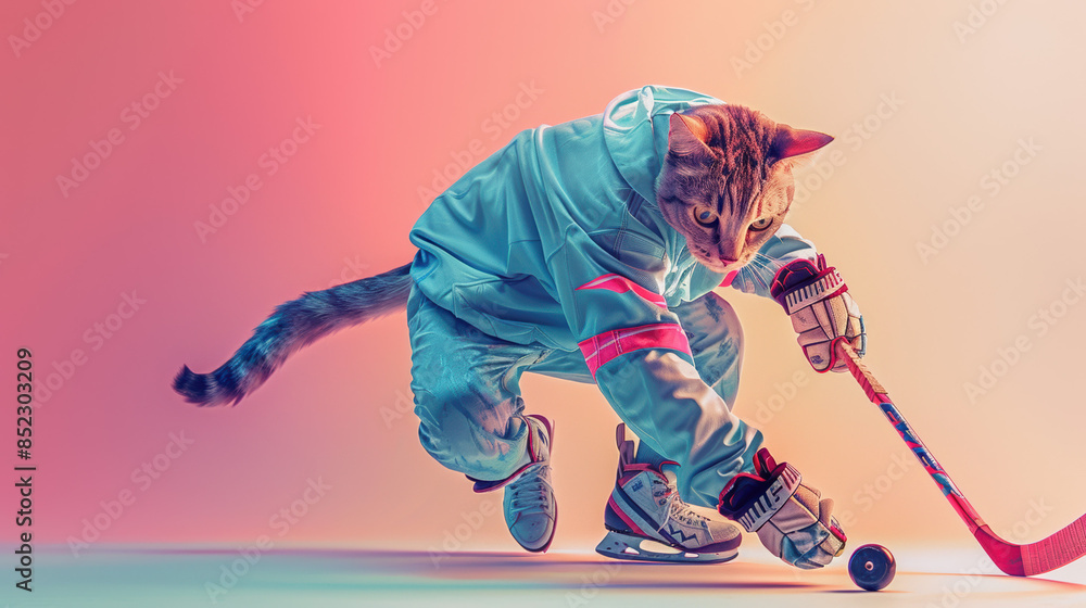 Naklejka premium Cat on Ice