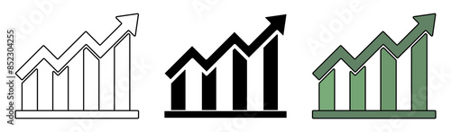 set of upward arrow graphic icons. growth symbol. simple design isolated on white background. design for app, web, poster.