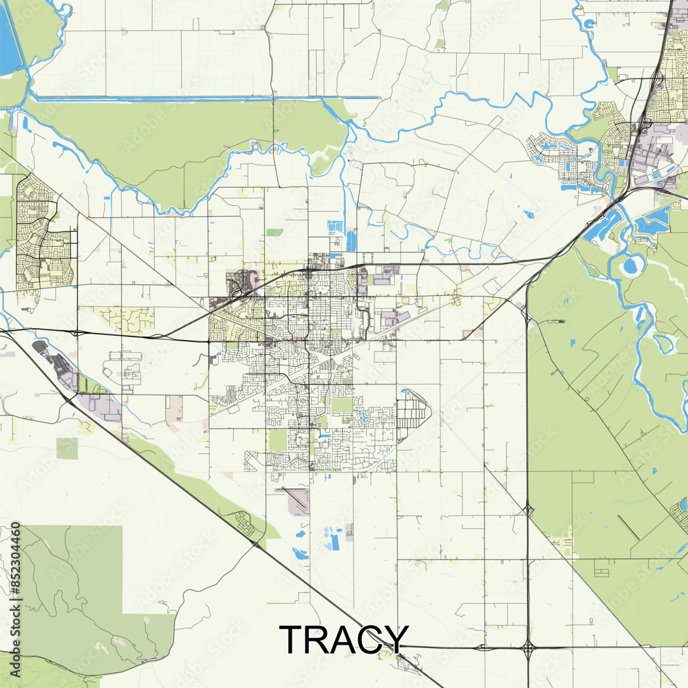 Obraz premium Tracy, California, USA map poster art