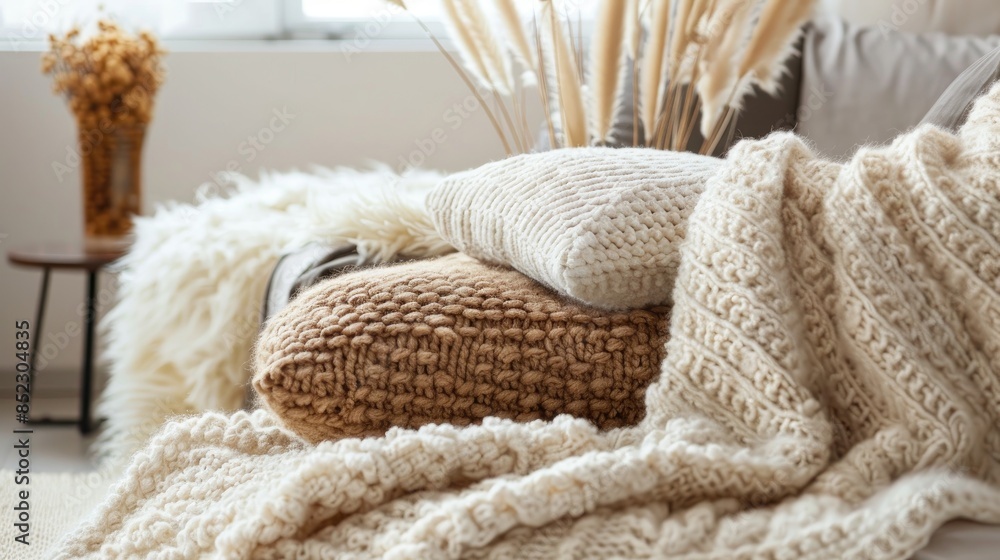Fall Decoration Sheepskin and Knitted Blankets for a Cozy Atmosphere Fall Decoration Sheepskin and Knitted Blankets for a Cozy Atmosphere