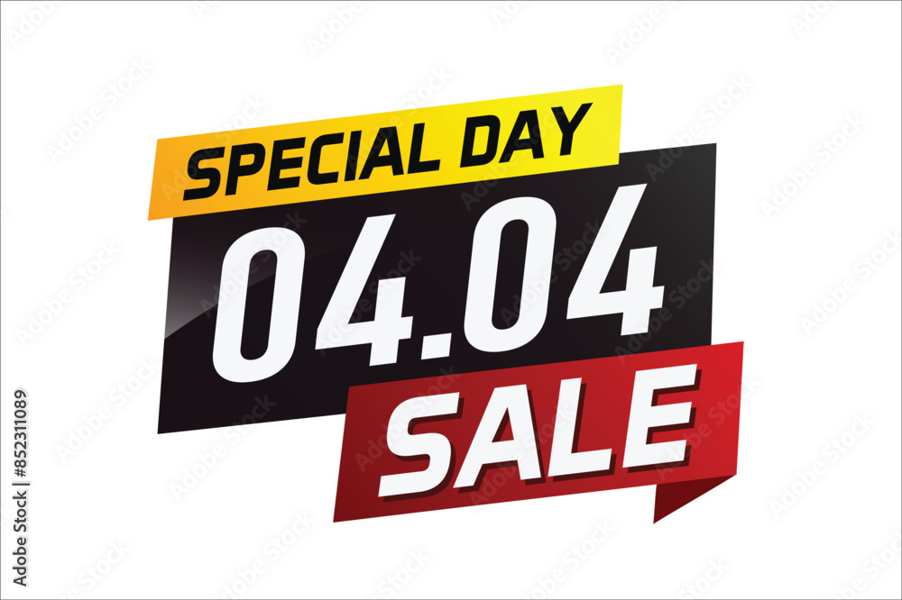 Obraz premium 4.4 Special day sale word concept vector illustration with ribbon and 3d style for use landing page, template, ui, web, mobile app, poster, banner, flyer, background, gift card, coupon