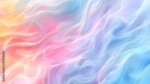 Wallpaper Mural A soft pastel rainbow gradient background with swirling wavy lines, creating an ethereal and dreamy atmosphere. The colors range from light pink to sky blue. Torontodigital.ca