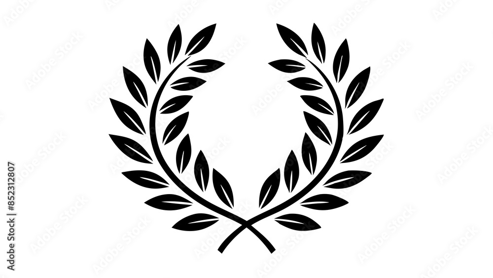 Laurel wreath on a white background, symbolizes victory and achievement. Laurel wreath on a white background, symbolizes victory and achievement.