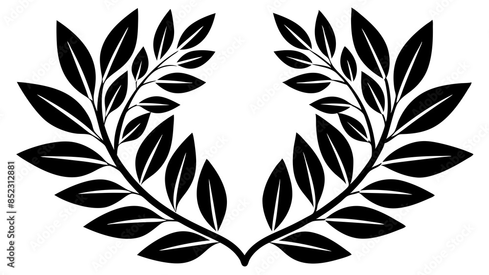 Laurel wreath on a white background, symbolizes victory and achievement. Laurel wreath on a white background, symbolizes victory and achievement.