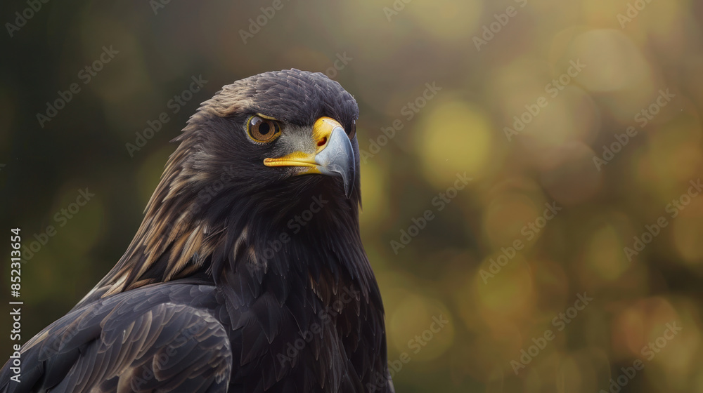 Obraz premium Close-Up of a Majestic Eagle with a Focused Gaze Against a Natural Background