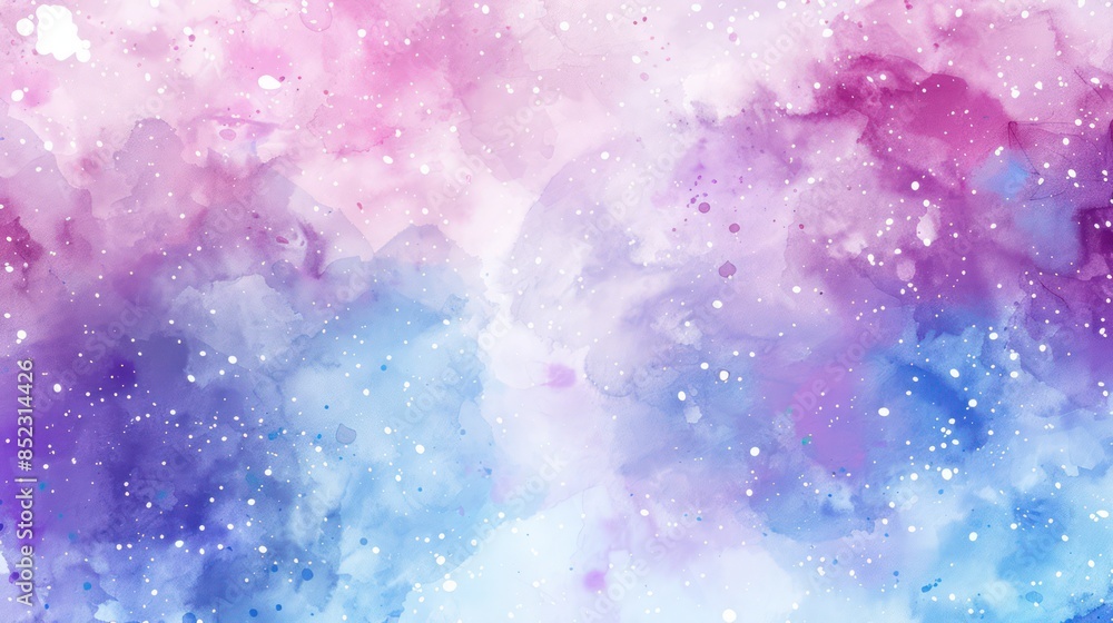 A dreamy pastel watercolor background with a delightful mix of pink, blue, and purple hues interspersed with white splatters A dreamy pastel watercolor background with a delightful mix of pink, blue, and purple hues interspersed with white splatters