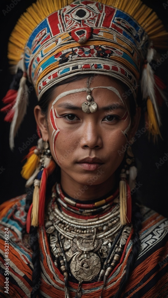 woman in dayak costume woman in dayak costume