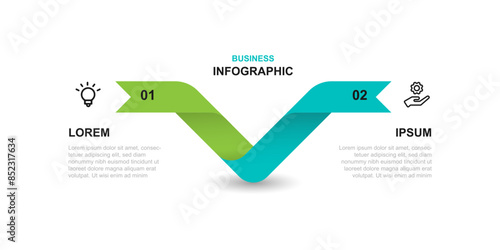 Business template infographic vector element with 2 step or option