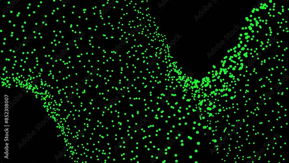 3d styles particle movement on a black background. white particles ...