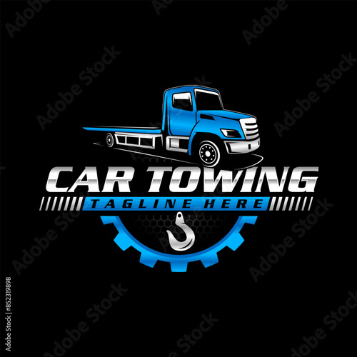 graphic logo of towing truck service vector design suitable for the automotive company icon