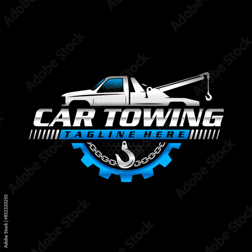 graphic logo of towing truck service vector design suitable for the automotive brand