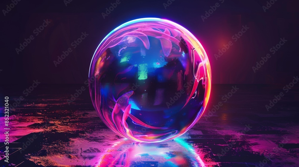 Electric orb radiating fluorescent hues. Electric orb radiating fluorescent hues.