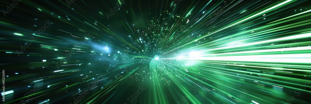 Abstract Green Light Trails in Space Abstract Green Light Trails in Space